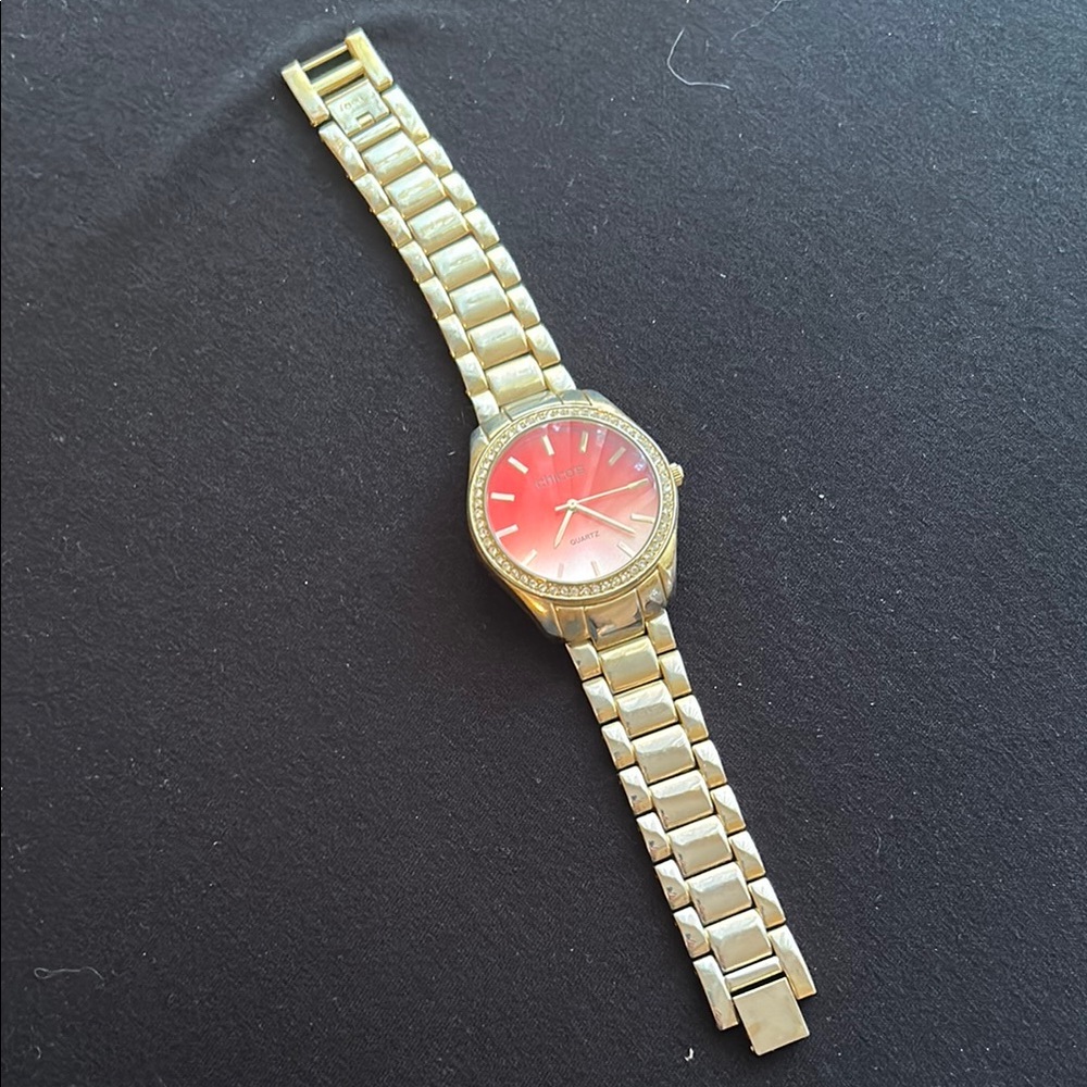 Chico's Gold Watch with Gradient Red Dial